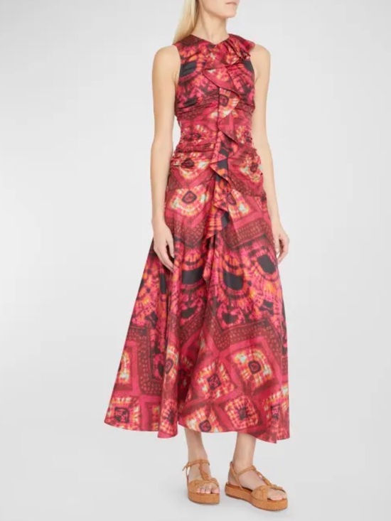 Ulla Johnson Dresses & Skirts - NWT Ulla Johnson Othella 100% Silk Floral Ruffle Midi Dress Pink Sz 4